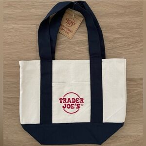 Trader Joe’s Mini Canvas Tote Bag NAVY BLUE - NEW With Tag